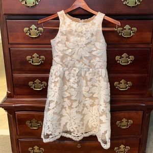 Stunning Rare Editions ivory sequin dress with nude lining…first communion?